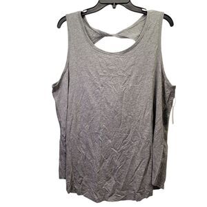 Core 10  Women Soft Cotton Open Back Tank Top Twisthole Back Gray Size 2X